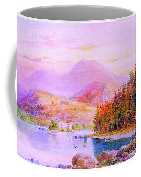 Landscape Coffee Mug featuring the painting Sunset Loch Scotland by Jane Small