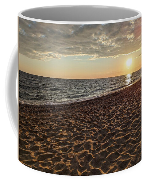 Beach Coffee Mug featuring the photograph Sunset on Cape Cod Seashore by Annalisa Rivera-Franz