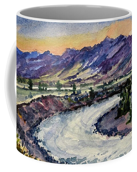 Yellowstone River Coffee Mug featuring the painting Sunset on the Yellowstone by Les Herman