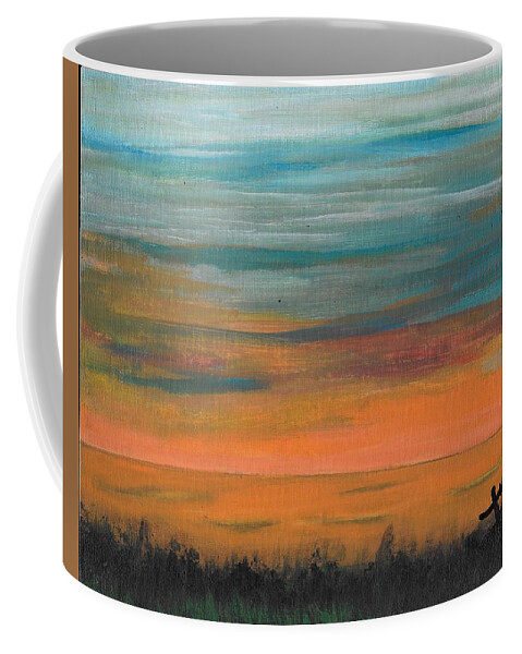 Sun Coffee Mug featuring the painting Sunset Overseas by Esoteric Gardens KN
