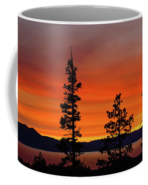 Sunset Coffee Mug featuring the photograph Sunset Rainbow of Orange - Lake Tahoe - Nevada by Bruce Friedman