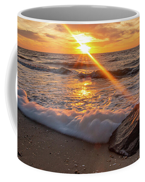 New Jersey Coffee Mug featuring the photograph Sunset Sunrays at Sunset Beach by Kristia Adams