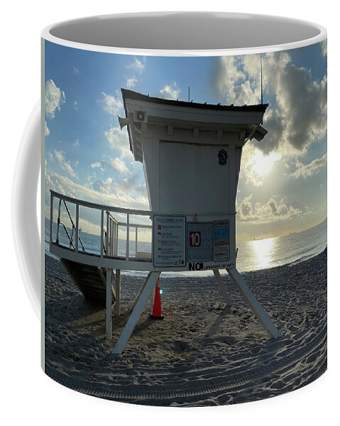 Beach Coffee Mug featuring the photograph Sunset tower by Michael Albright