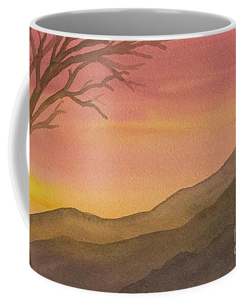 Sunset Coffee Mug featuring the painting Sunset Tree by Lisa Neuman