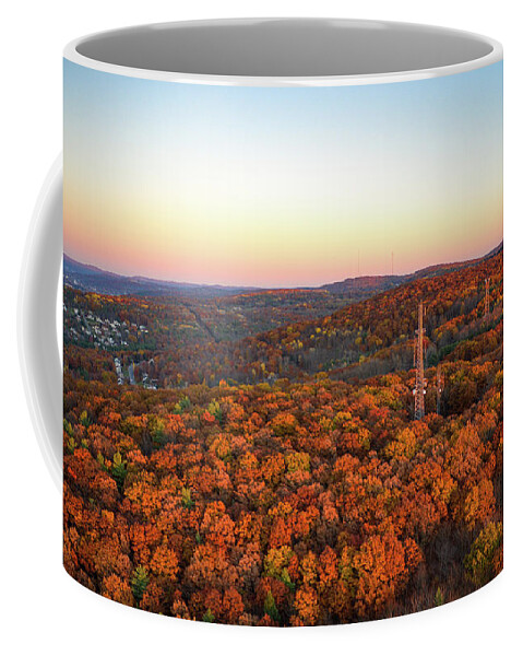 New York Coffee Mug featuring the photograph Sunset Tree Tops Vestal, NY by Anthony Giammarino