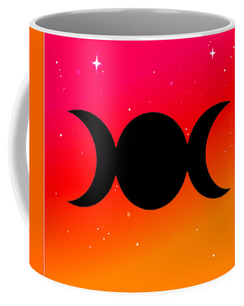 Digital Coffee Mug featuring the digital art Sunset Triple Moon Goddess Symbol on Warm Ombre by Vicki Noble