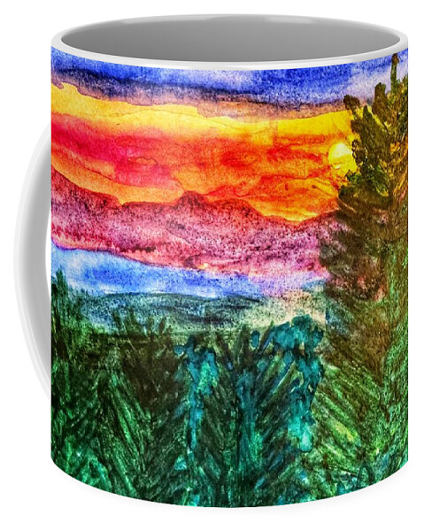 View Coffee Mug featuring the painting Sunset View From the Ridge by Shady Lane Studios-Karen Howard