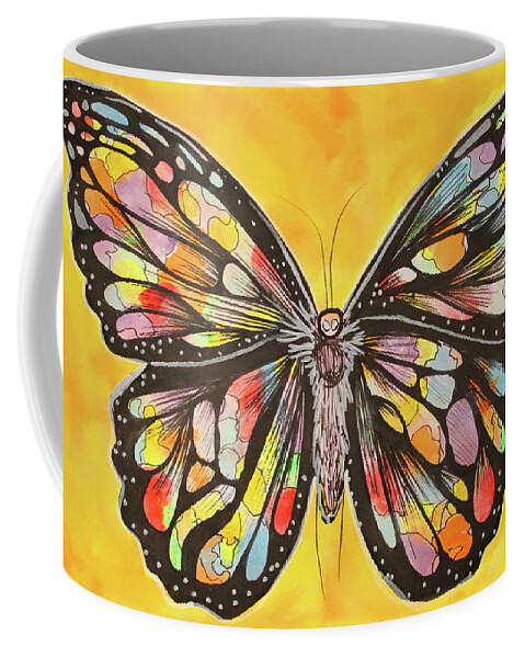 Butterfly Coffee Mug featuring the painting Sunshine Flutter Suncatcher Butterfly by Kenneth Pope