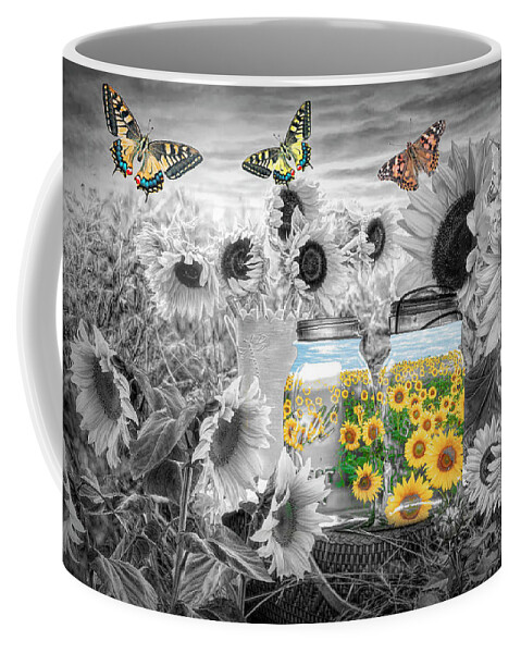 Spring Coffee Mug featuring the photograph Sunshine in a Jar Black and White by Debra and Dave Vanderlaan