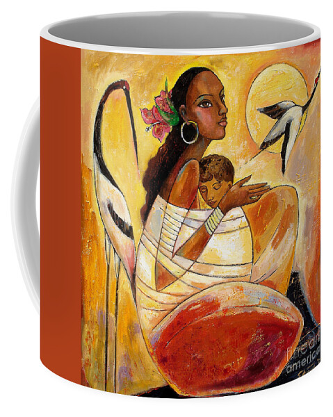 Mother And Child Coffee Mug featuring the painting Sunshine Mother and Child by Shijun Munns