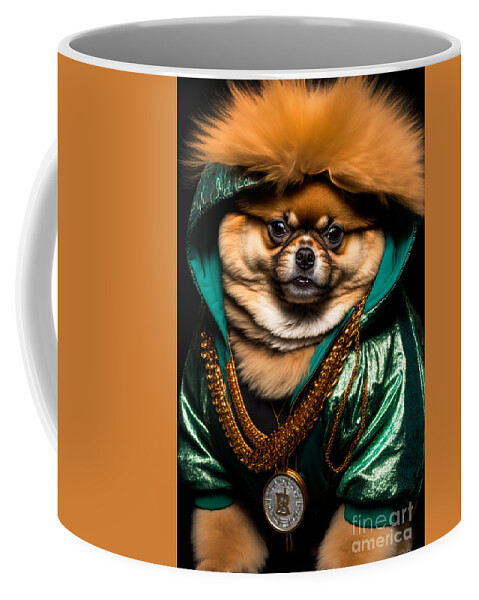 'sup Dawgg Pomeranian Coffee Mug featuring the mixed media 'Sup Dawgg Pomeranian by Jay Schankman