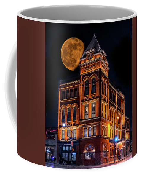 19th Century Architecture Coffee Mug featuring the photograph Super Moon Over Broadview Hotel Toronto by Dee Potter