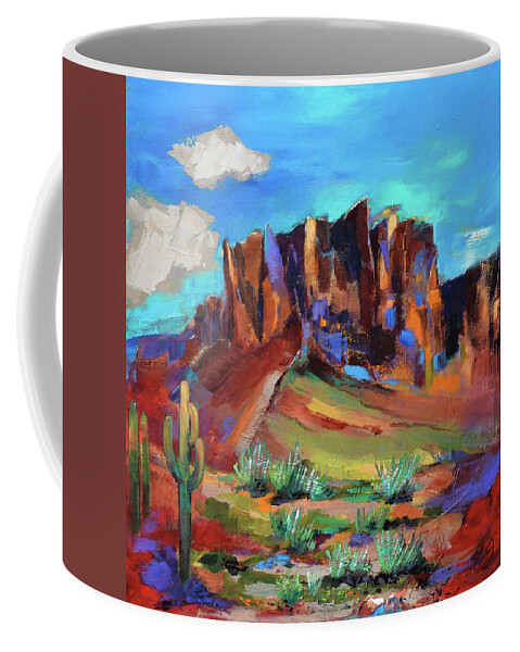 Superstition Mountains Coffee Mug featuring the painting Superstition Mountains - Arizona by Elise Palmigiani