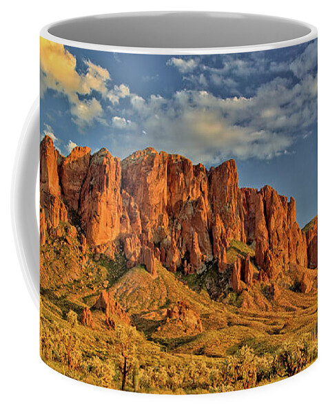 Mountains Coffee Mug featuring the photograph Superstition Mountains Sunset by Bob Falcone