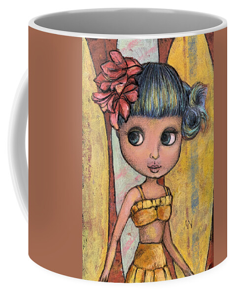 Surfer Coffee Mug featuring the mixed media Surfer Girl by AnneMarie Welsh