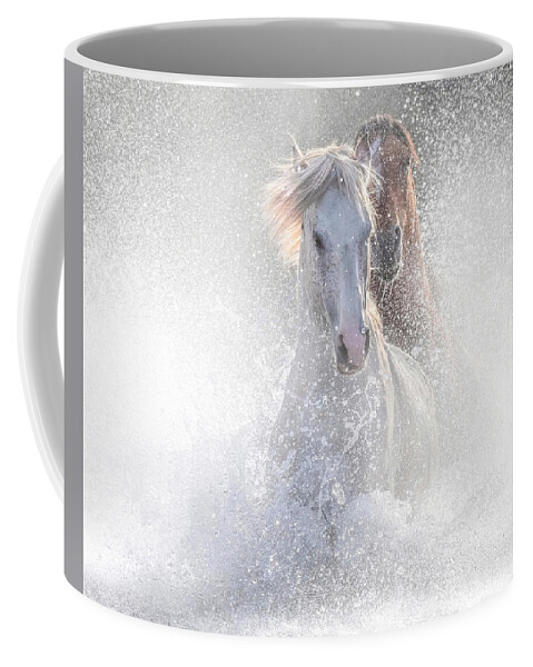 Stallion Coffee Mug featuring the photograph Surreal Chase in Color. by Paul Martin
