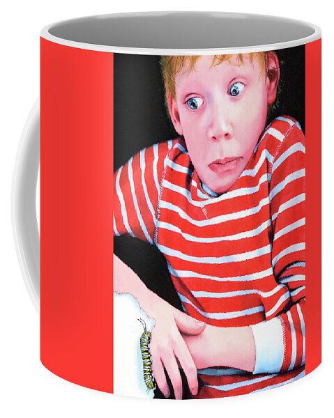 Boy Coffee Mug featuring the painting Survival by Denny Bond