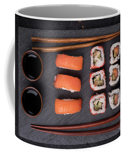 Sushi Coffee Mug featuring the photograph Sushi set from above by Jelena Jovanovic