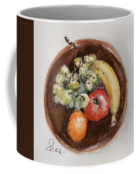 Still Life Coffee Mug featuring the painting Sustenance in a Wooden Bowl by Sheila Romard