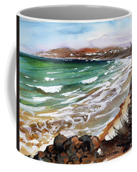 Landscape Coffee Mug featuring the painting Swansea Beach by Shirley Peters