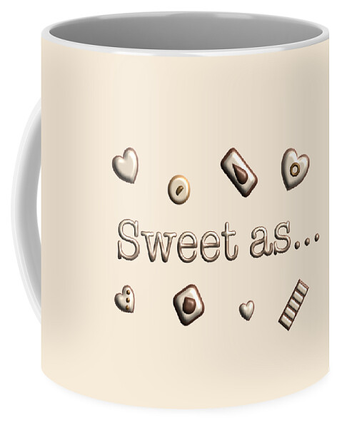 Chocolate Coffee Mug featuring the digital art Chocolates Sweet As - in Text by Barefoot Bodeez Art