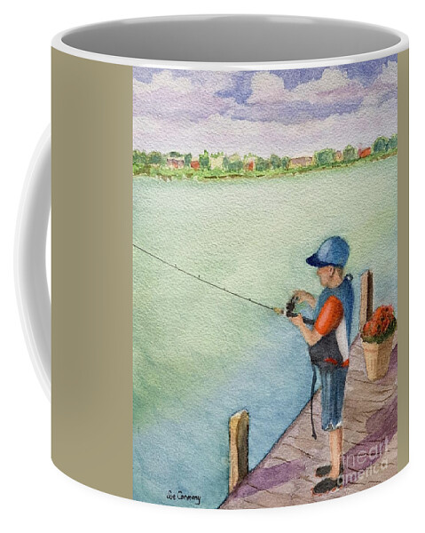 Fishing Coffee Mug featuring the painting Sweet Henry Fishing by Sue Carmony