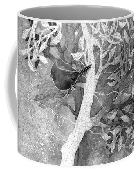 Cardinal Coffee Mug featuring the painting Sweet Memories II in Black and White by Hailey E Herrera