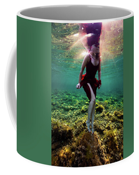 Underwater Coffee Mug featuring the photograph Sweet Red Mermaid by Gemma Silvestre