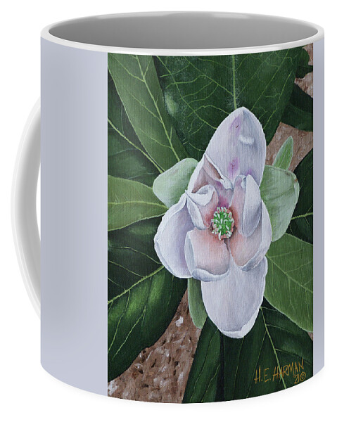 Sweetbay Magnolia Coffee Mug featuring the painting Sweetbay Magnolia by Heather E Harman