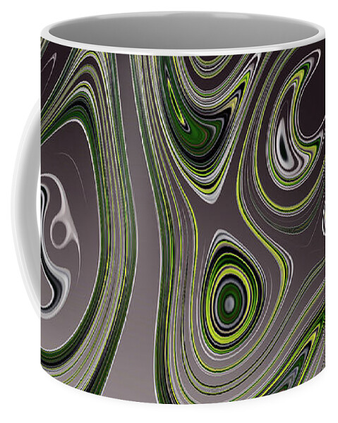 Abstract Coffee Mug featuring the digital art Swirls of Green and Yellow by Manpreet Sokhi