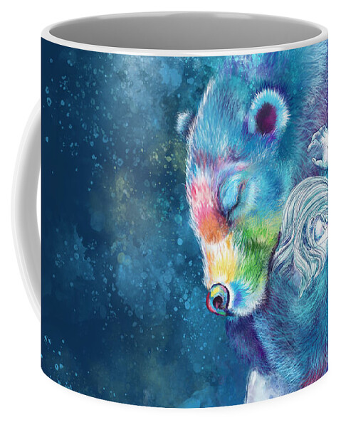 Bear Coffee Mug featuring the digital art Sympathy Bear Hug - Blue by Laura Ostrowski