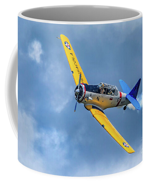 Acrobatic Plane Coffee Mug featuring the photograph T-6 Texan Flying by Jerry Fornarotto