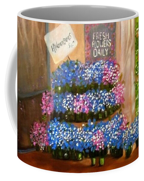 Florist Coffee Mug featuring the painting T J's Florist by Juliette Becker
