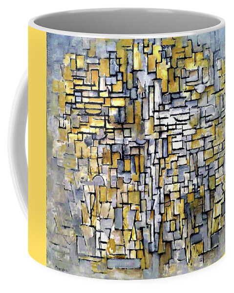 Tableau No. 2 Coffee Mug featuring the painting Tableau No. 2, Composition No. VII - Digital Remastered Edition by Piet Mondrian
