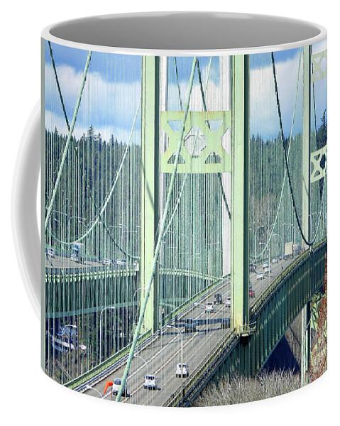 Tacoma Narrows Bridge Coffee Mug featuring the photograph Tacoma Narrows Twin Bridges by Scott Cameron