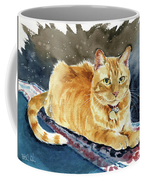 Cats Coffee Mug featuring the painting Taffy Orange Tabby Cat Painting by Dora Hathazi Mendes