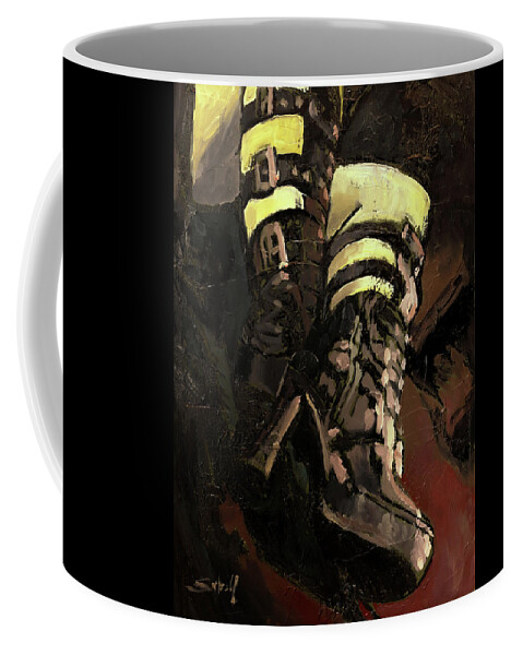 Legs Coffee Mug featuring the painting Tangence - Cold Calm by Sv Bell