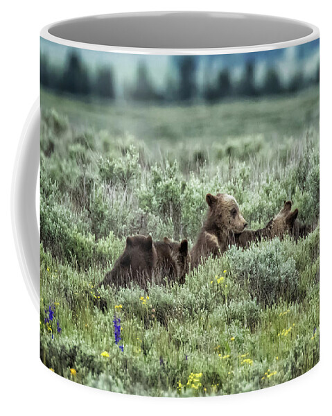 Bear Cubs Coffee Mug featuring the photograph Talk to the Hand, Grizzly Bear Cub Style by Belinda Greb