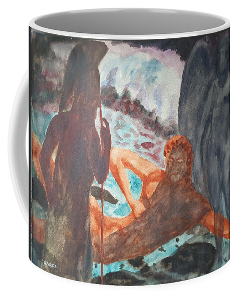 Masterpiece Paintings Coffee Mug featuring the painting Tanathos Death of a Warrior by Enrico Garff