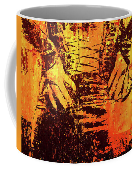 Girl Coffee Mug featuring the painting Tangence - The Backstage by Sv Bell
