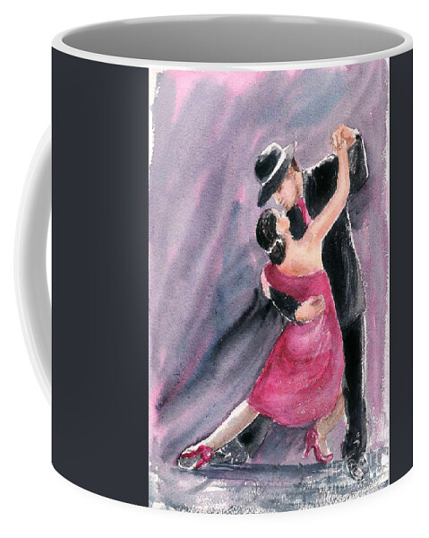 Tango Coffee Mug featuring the painting Tango dancers by Asha Sudhaker Shenoy