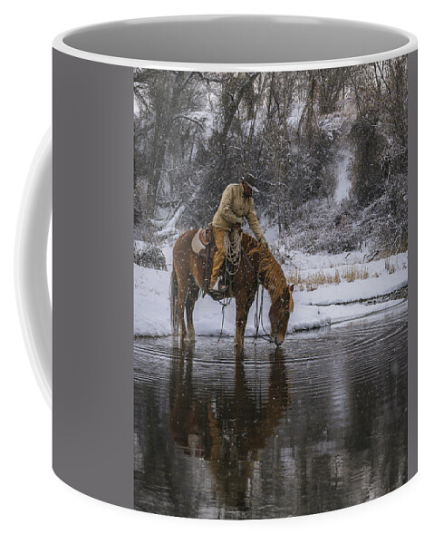 Horse Coffee Mug featuring the photograph Tap the Water by Laura Hedien