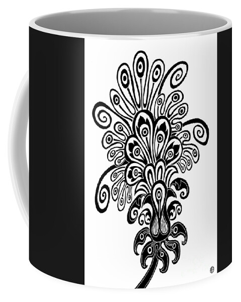 Flower Coffee Mug featuring the drawing Tapestry Flower Ink 11 by Amy E Fraser