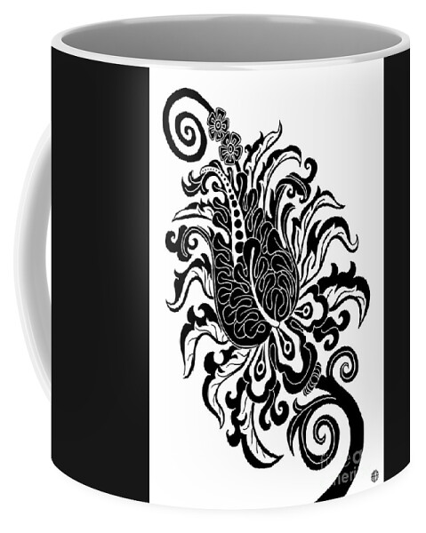 Flower Coffee Mug featuring the drawing Tapestry Flower Ink 12 by Amy E Fraser