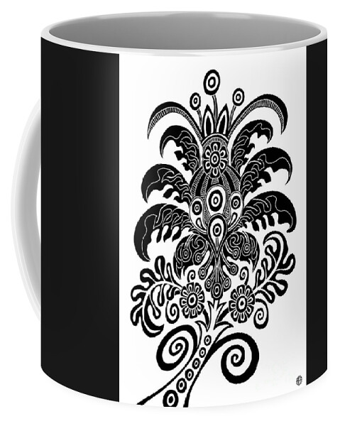 Flower Coffee Mug featuring the drawing Tapestry Flower Ink 9 by Amy E Fraser