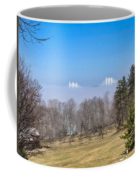 Sky Coffee Mug featuring the photograph Tappan Zee Bridge Fog and Eagle by Russ Considine