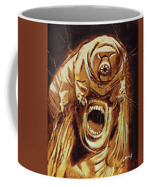 Sciencefiction Coffee Mug featuring the painting Tardigrade Future by Sv Bell