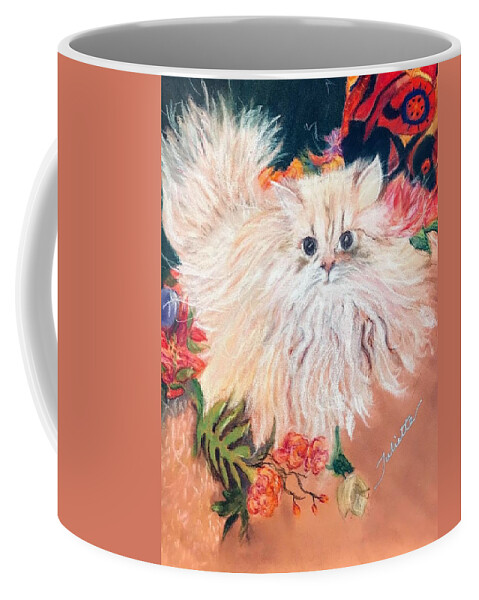 Persian Cat Coffee Mug featuring the pastel Tawny by Juliette Becker