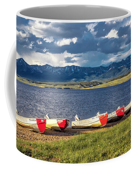 Boat Coffee Mug featuring the photograph Taylor Park Reservoir Boats by Lorraine Baum