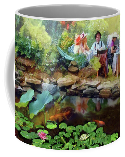 Tea Party Coffee Mug featuring the painting Tea Party at the Pond by Joel Smith